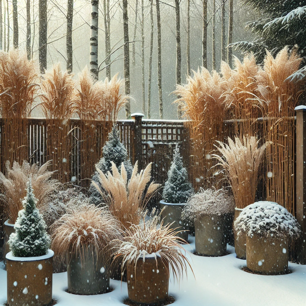 Use Winter Containers for Privacy Screens